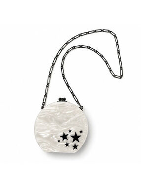 Edie Parker Star-Embellished Round Acrylic Crossbody Bag